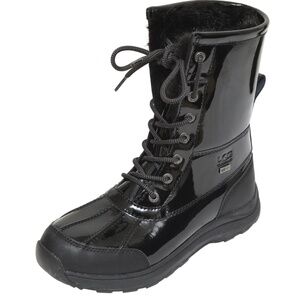 UGG Black Patent Boots ADIRONDACK III Boot Combat Lace Up Toe Platform Sz 8